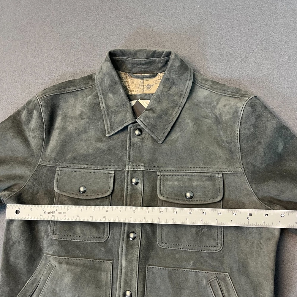 Banana Republic‎ Mens Medium Suede Leather Trucker Jacket New Cinders Gray NWT - Picture 6 of 9